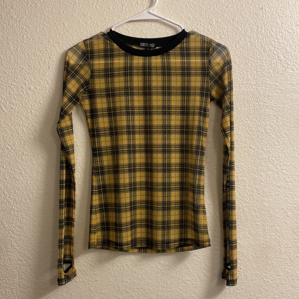 Current Mood / Dollskill• Riot Girl Plaid Mesh Top
